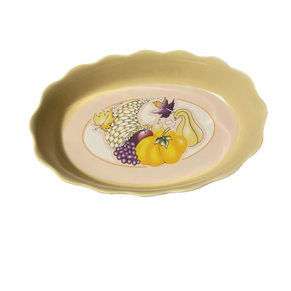 Spinnaker Nesting Yellow Cornucopia Harvest Casserole Dish Thanksgiving Holiday